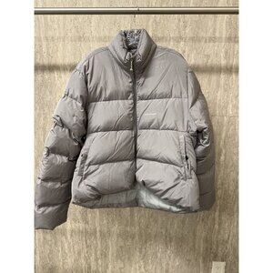 Balenciaga Gray Puffer Jacket With Chain Zipper Pull Polyester